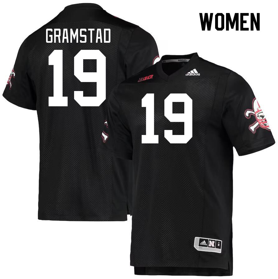 Women #19 Jalyn Gramstad Nebraska Cornhuskers College Football Jerseys Stitched Sale-Black